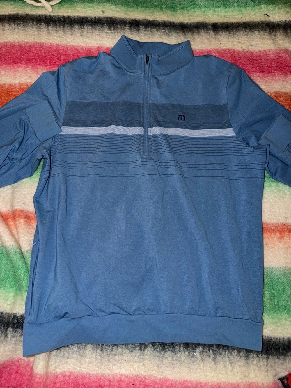 Travis Mathew Blue Quarter-Zip Golf Pullover